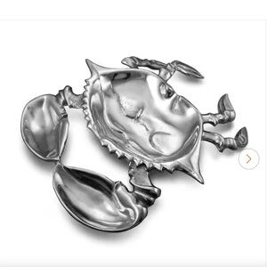Wilton Armetale Sea Life Coastal Crab Chip/Dip Crab/ Shrimp  Metal Serving Tray